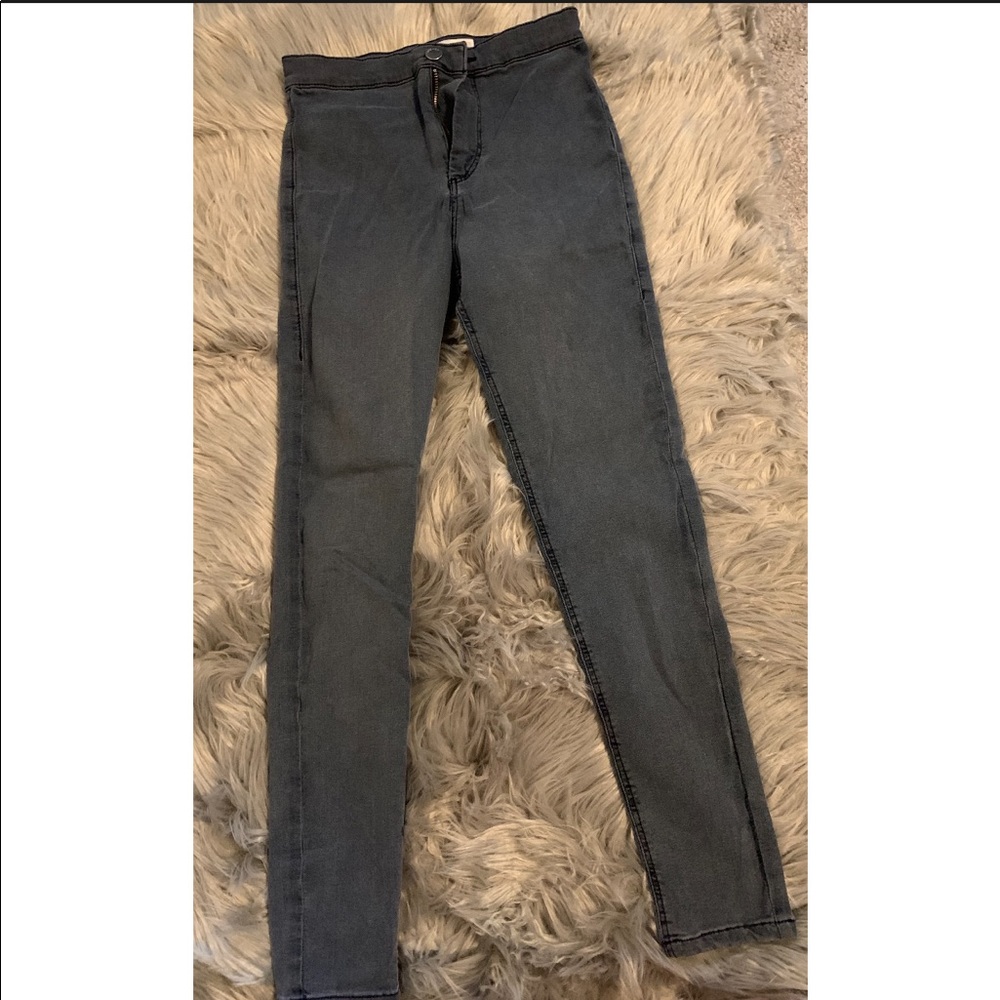 Topshop Blue Charcoal Grey Skinny Joni Jeans